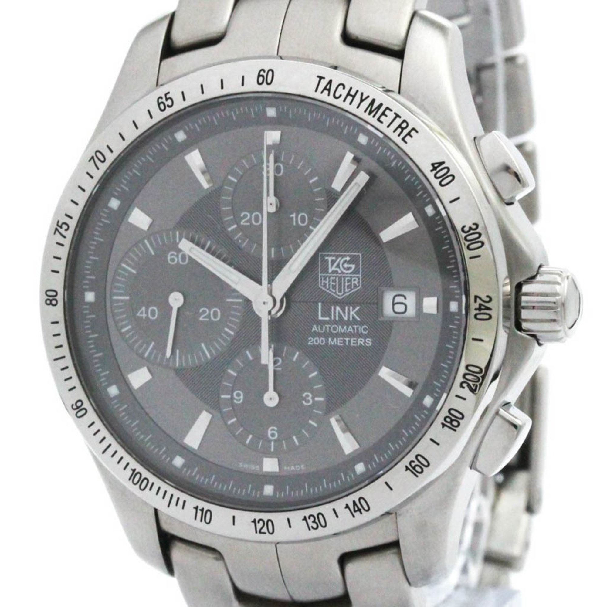 Polished TAG HEUER Link Chronograph Steel Automatic Mens Watch CJF2115 BF573273