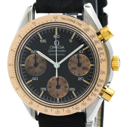 Polished OMEGA Speedmaster Automatic 18K Gold Steel Mens Watch 175.0033 BF573244