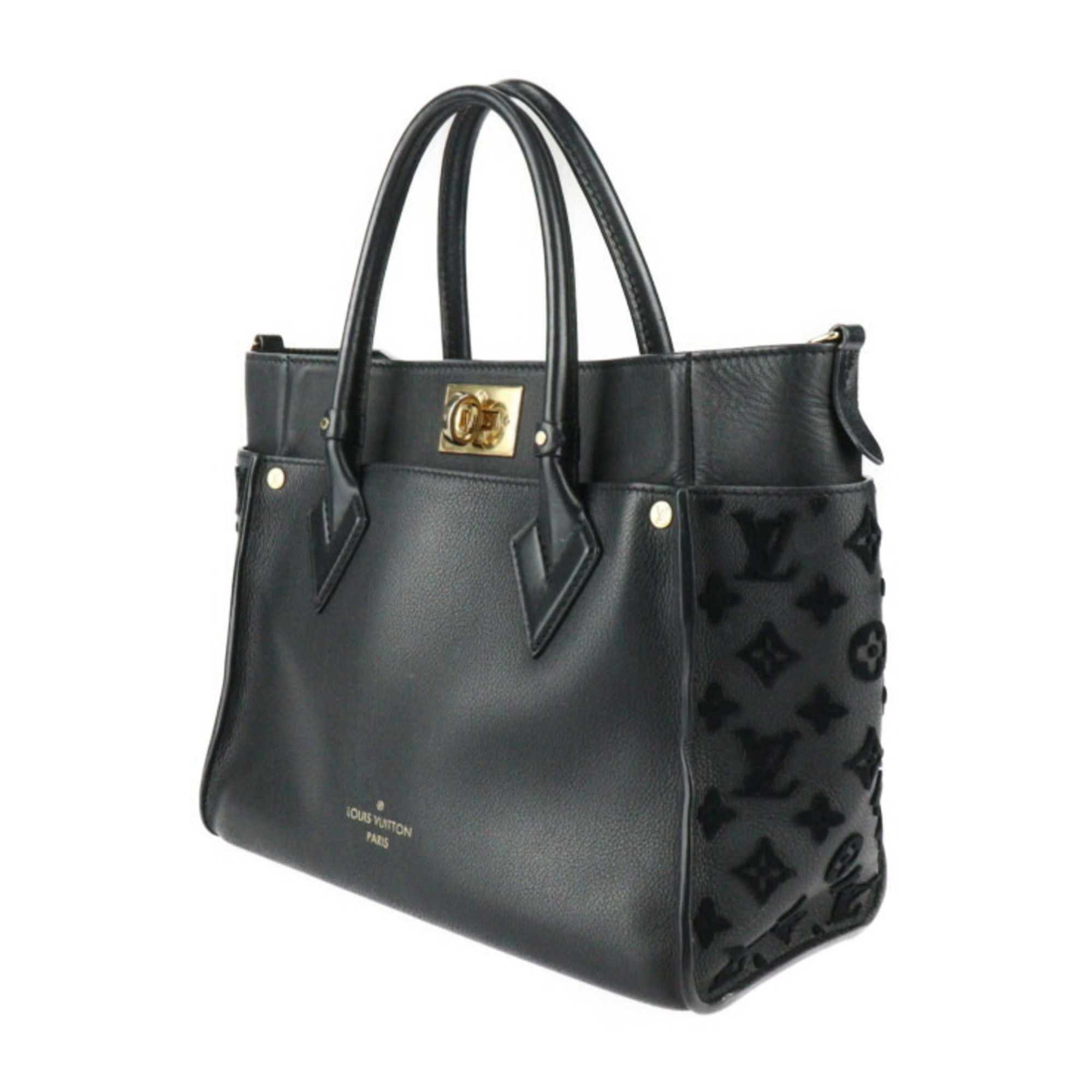 LOUIS VUITTON Louis Vuitton On My Side MM Monogram Tuftage Shoulder Bag M53826 Calf Leather Black