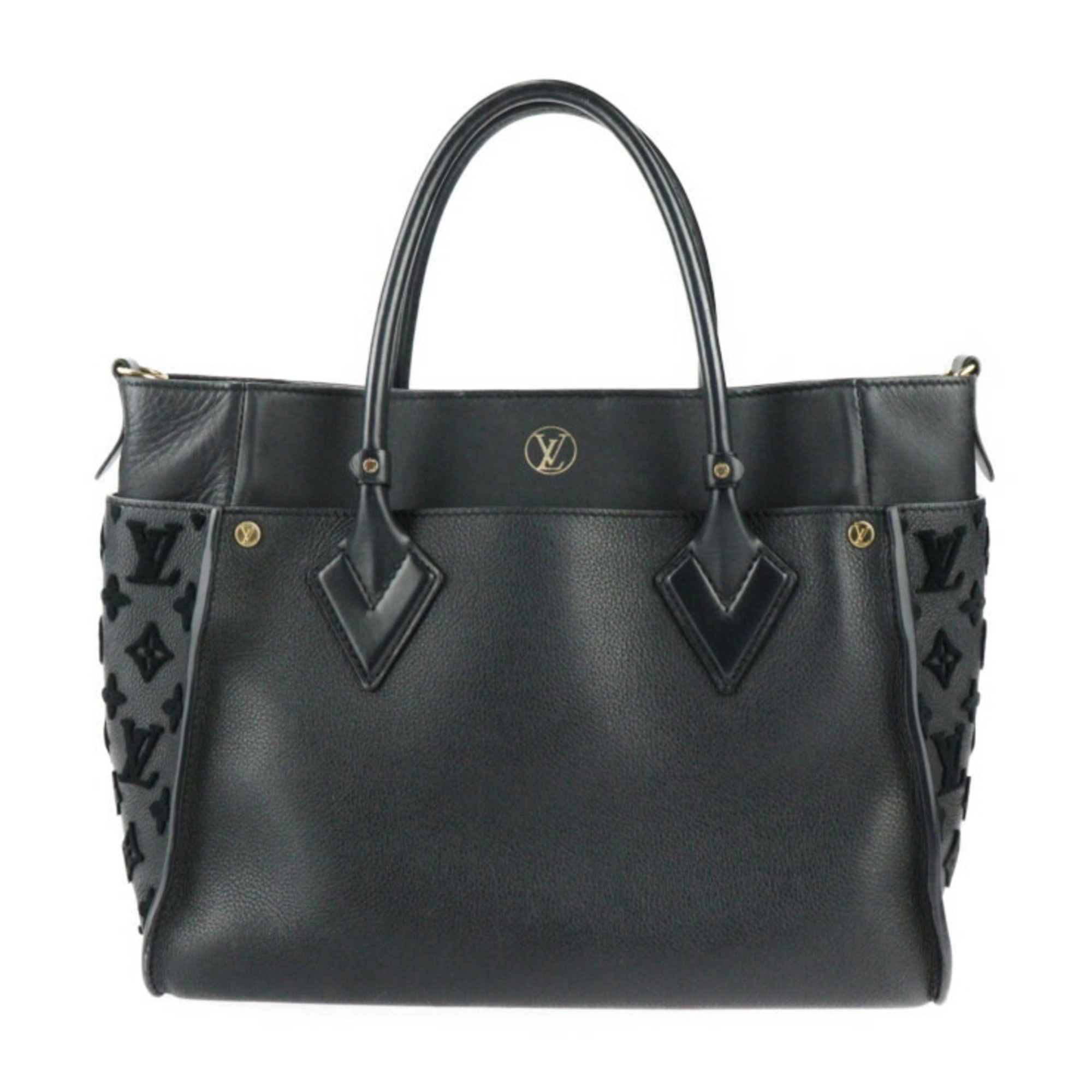 LOUIS VUITTON Louis Vuitton On My Side MM Monogram Tuftage Shoulder Bag M53826 Calf Leather Black