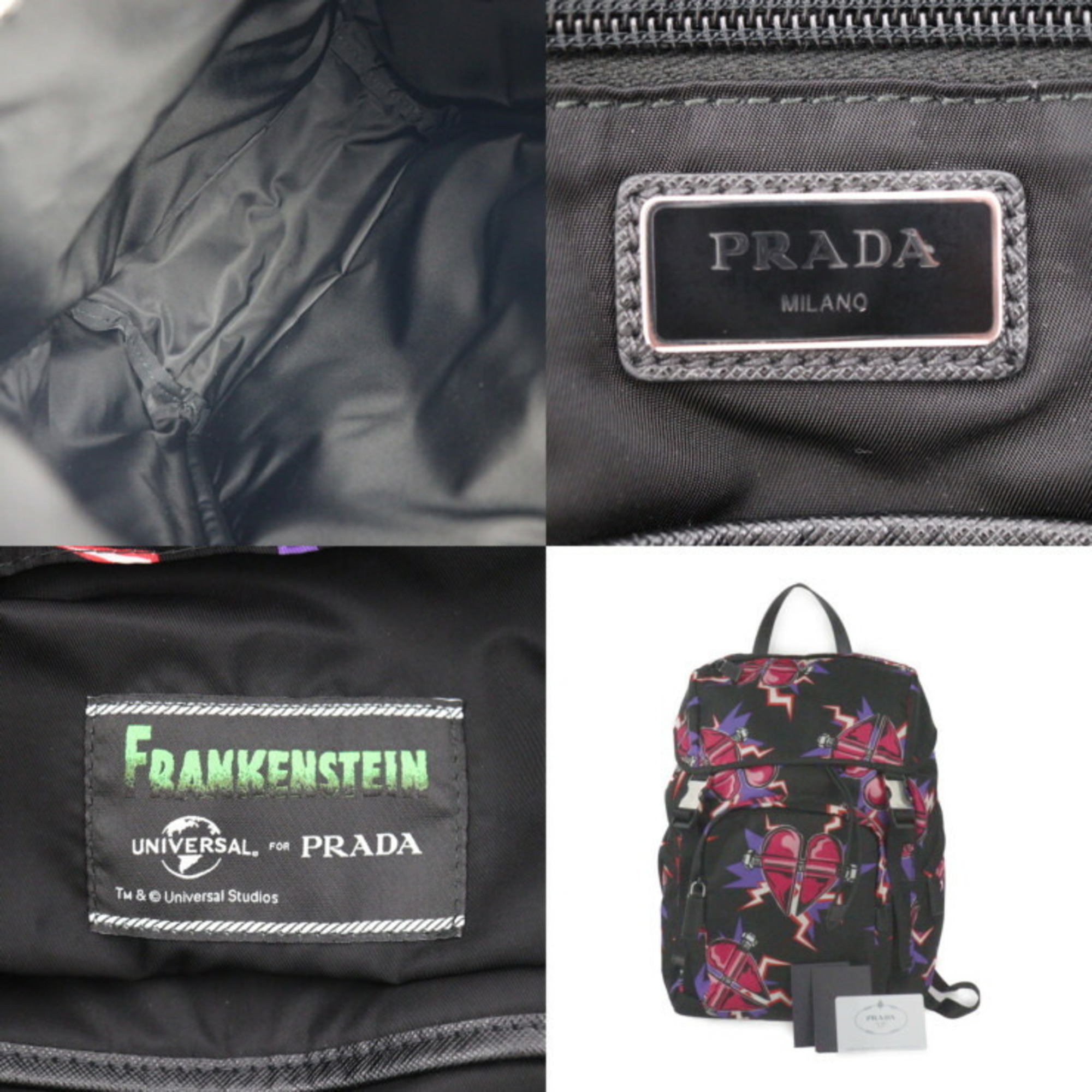 PRADA Prada Frankenstein Backpack Universal Studios Collaboration Backpack/Daypack 2VZ135 Nylon Black Fuchsia