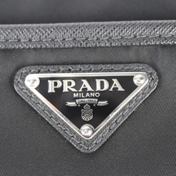 PRADA TESSUTO Second Bag 2VN012 Nylon Leather Black Wristlet Clutch Pouch Triangle Plate