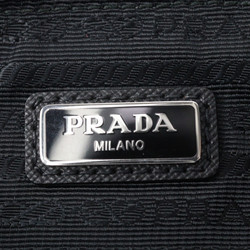 PRADA TESSUTO Second Bag 2VN012 Nylon Leather Black Wristlet Clutch Pouch Triangle Plate