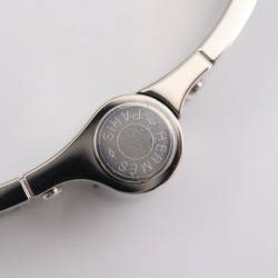 HERMES Charnier PM Bracelet Metal Cloisonne Silver Black White Bangle