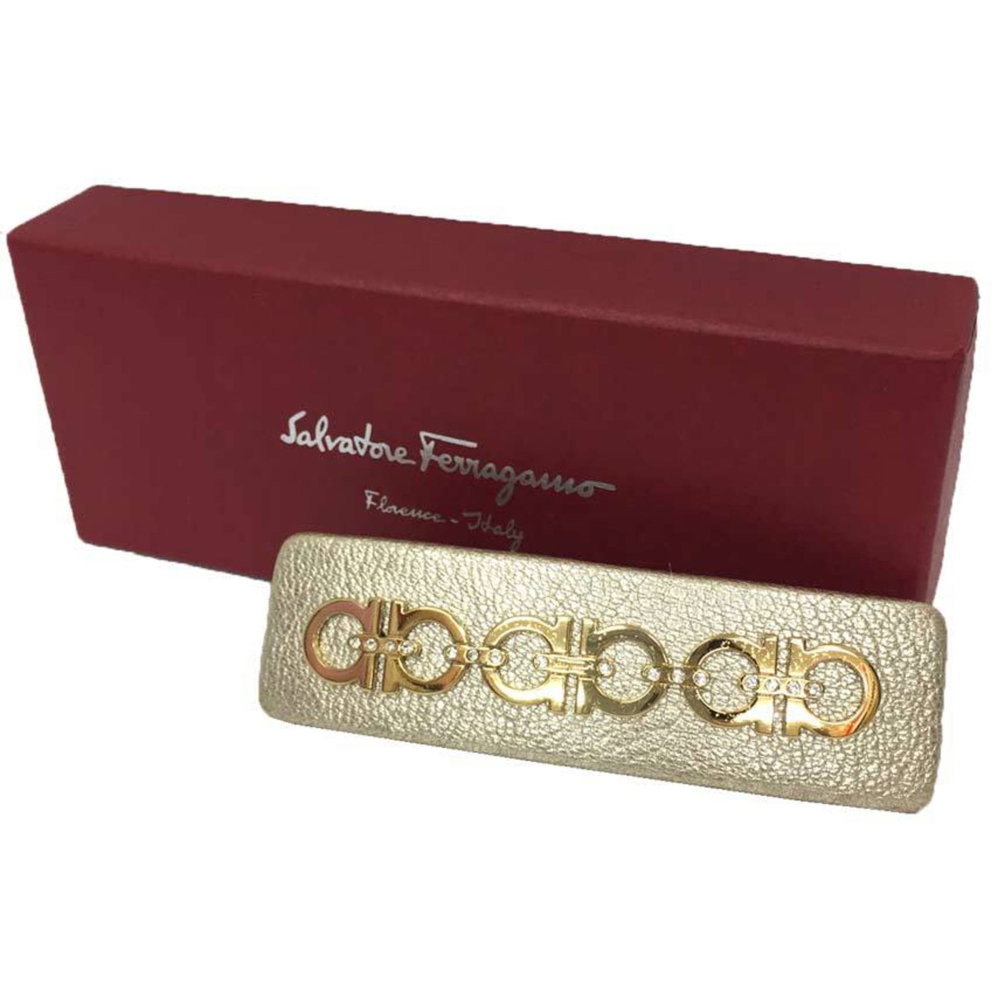 Salvatore Ferragamo Gancini Hair Barrette, Champagne Gold, Women's, 10013152