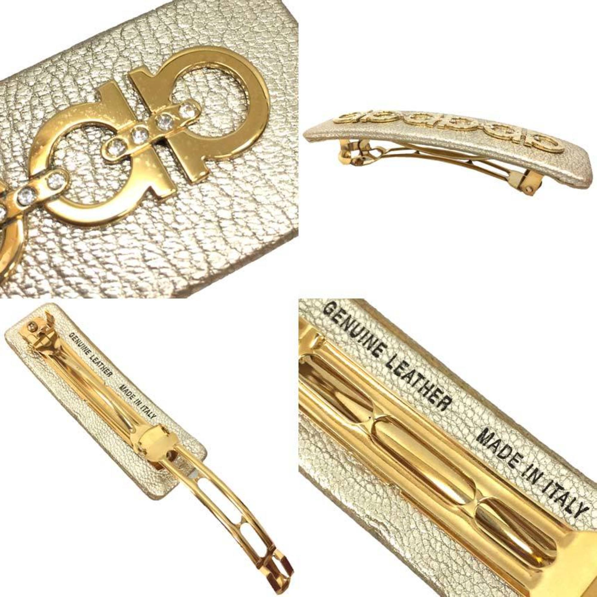 Salvatore Ferragamo Gancini Hair Barrette, Champagne Gold, Women's, 10013152