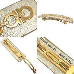 Salvatore Ferragamo Gancini Hair Barrette, Champagne Gold, Women's, 10013152