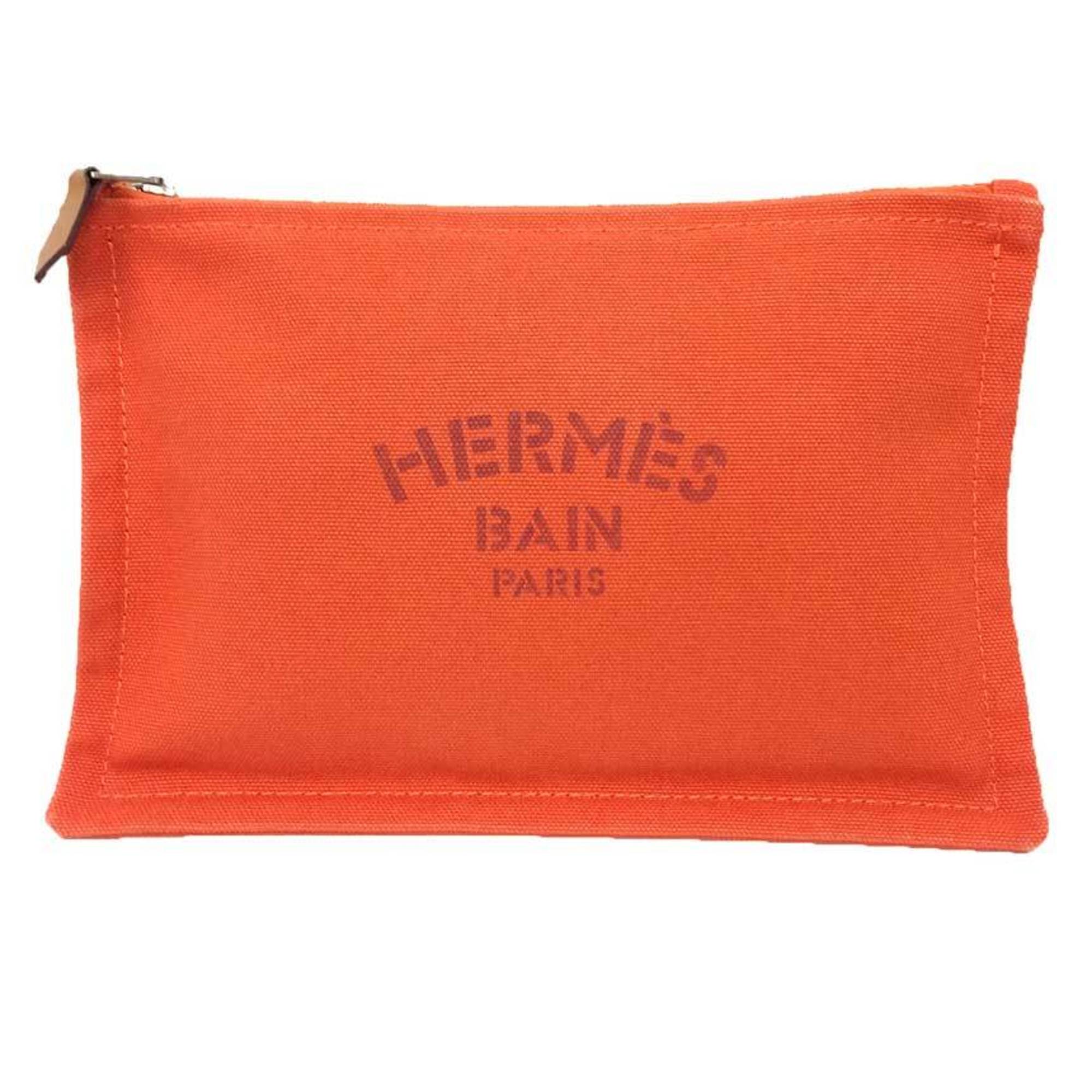 HERMES Hermes Yachting PM Flat Pouch Multi Canvas Orange Men's Women's