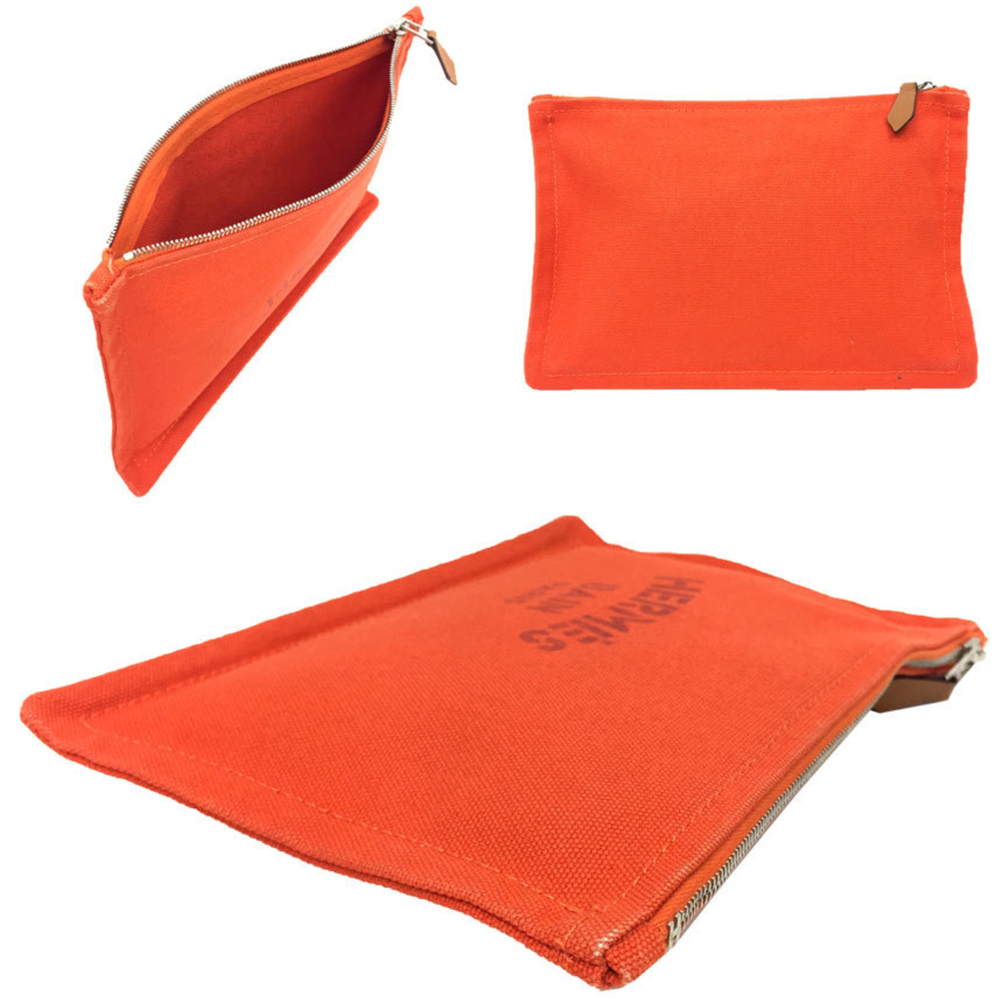 HERMES Hermes Yachting PM Flat Pouch Multi Canvas Orange Men's Women's