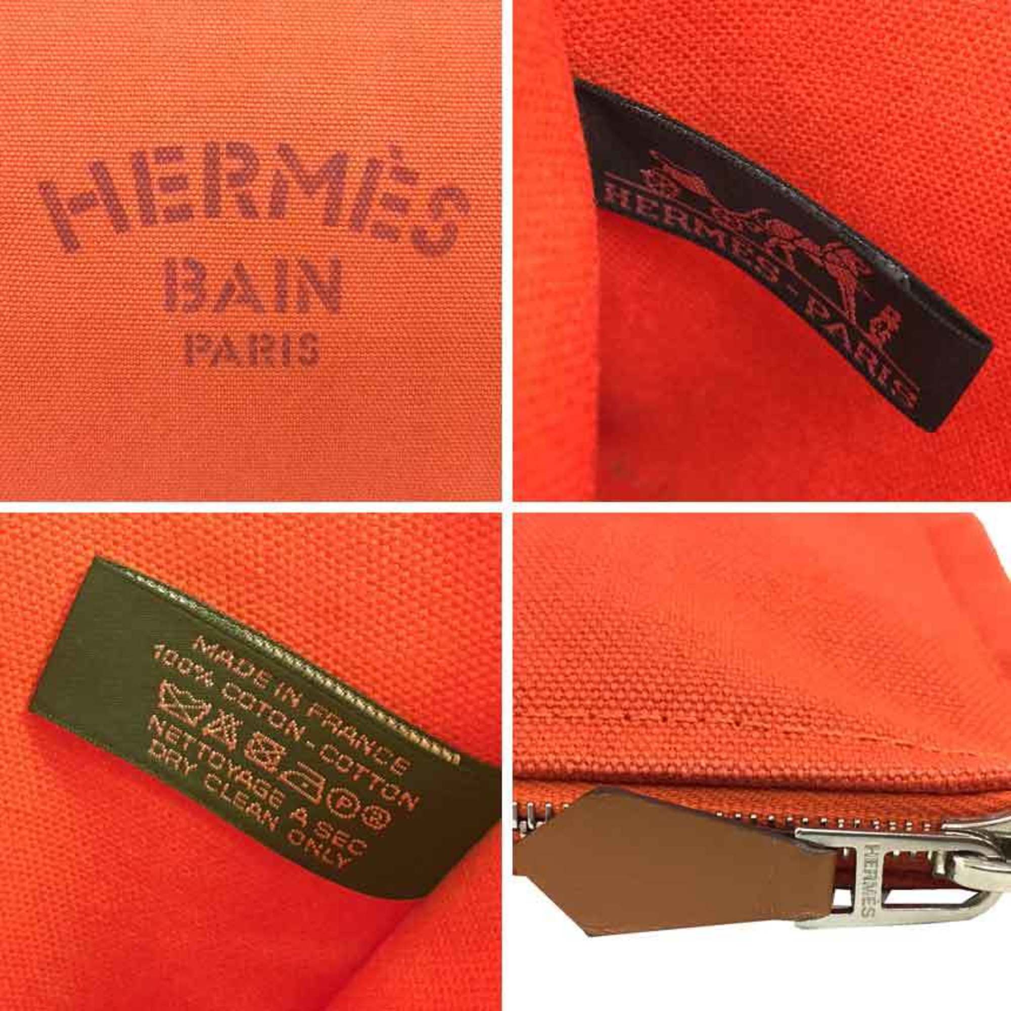 HERMES Hermes Yachting PM Flat Pouch Multi Canvas Orange Men's Women's