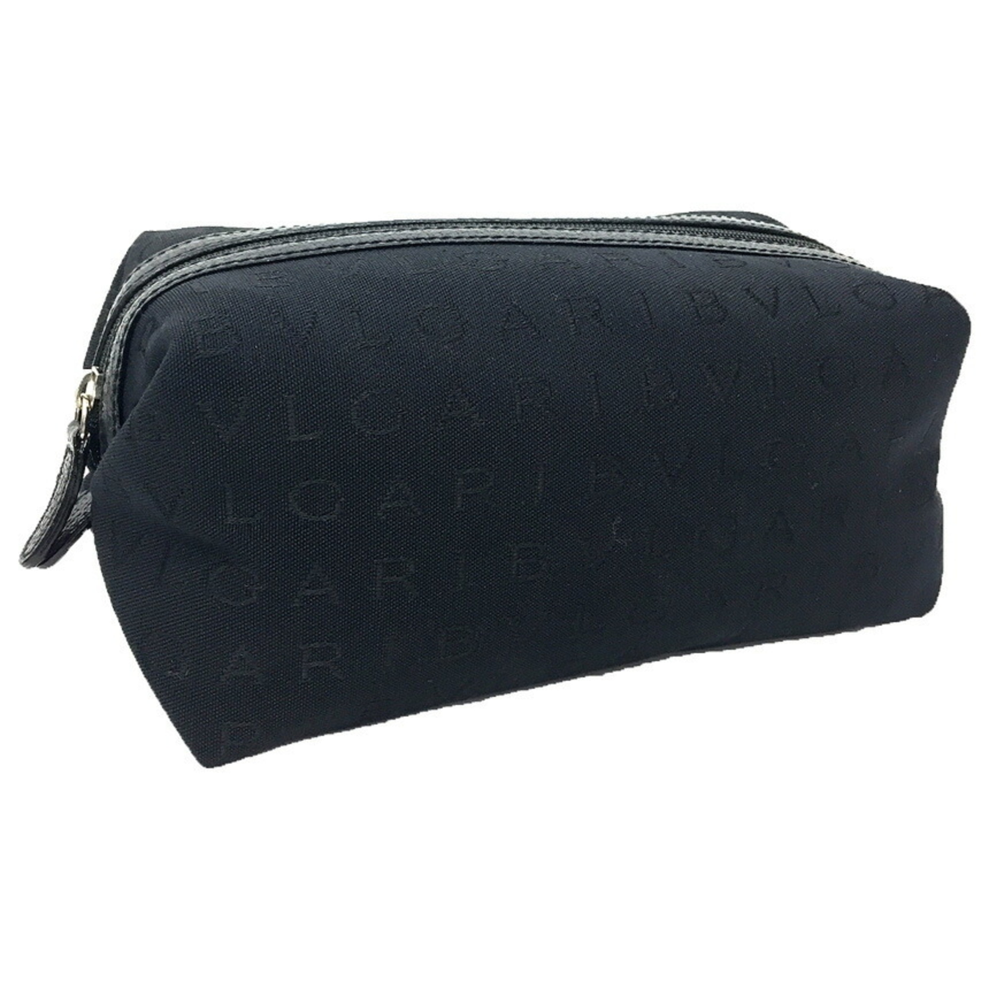 BVLGARI Pouch 25061 Cubic Cosmetic Medium Tick Small Black Men's Women's Unisex 10013269