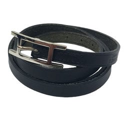 Hermes HERMES Api3 Leather Bracelet Choker Black Api aq10172 10014220