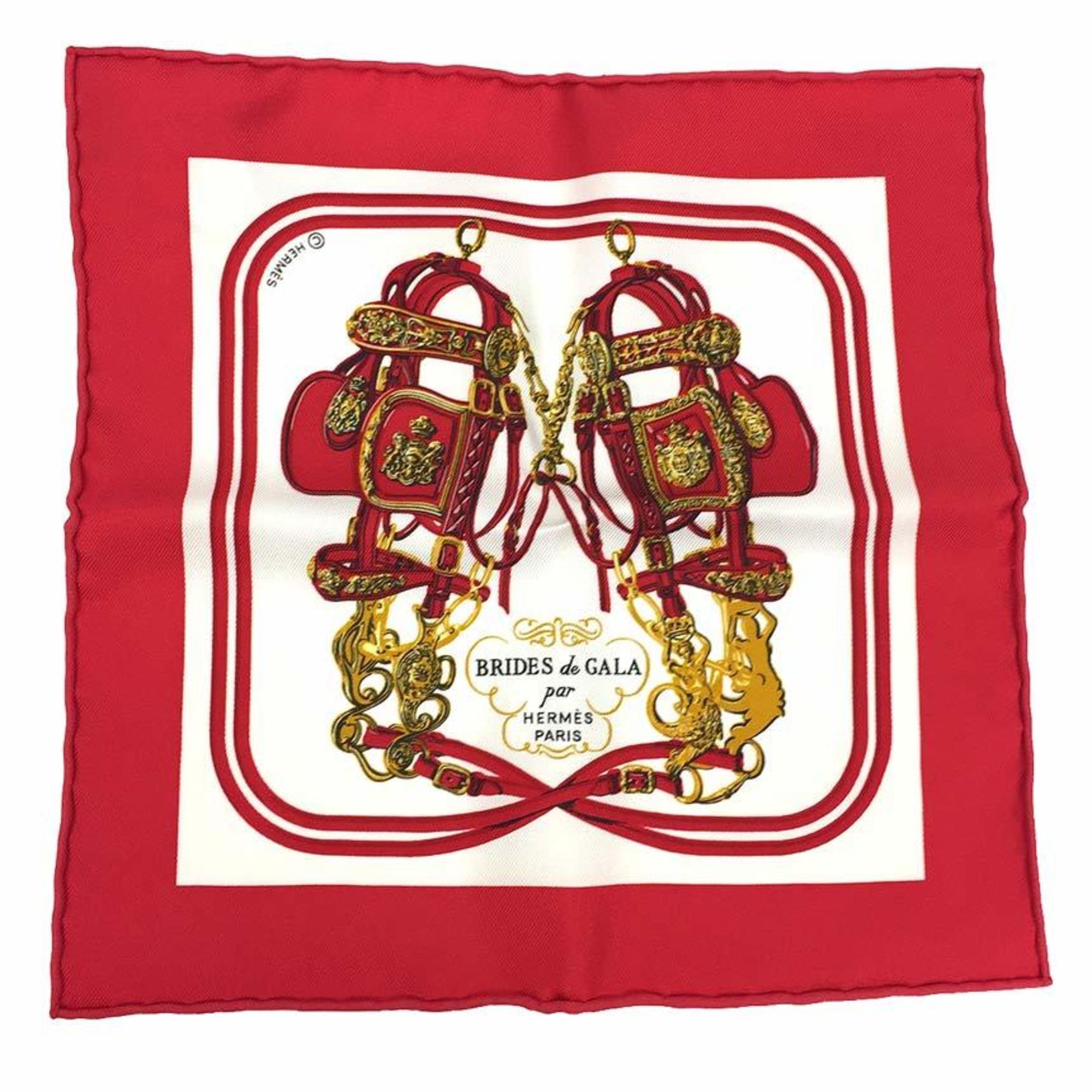 HERMES CARRE NANO 20CM BRIDES DE GALA Ceremonial bridle Carre Nano 20 scarf muffler ROUGE/BLANC red x white 2020 100% silk