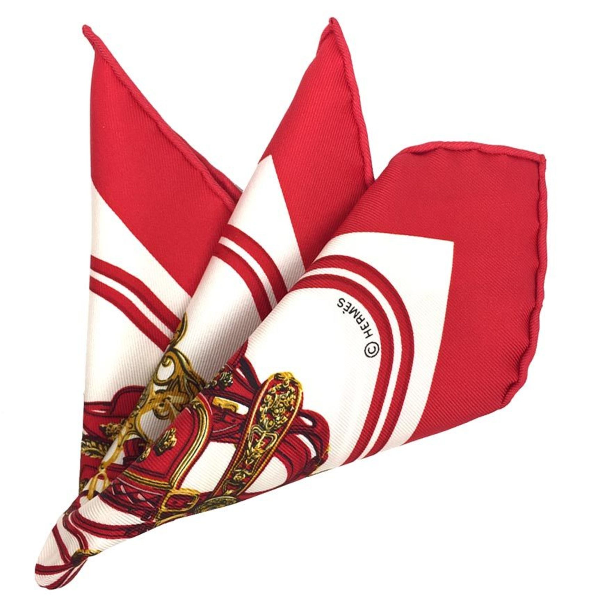 HERMES CARRE NANO 20CM BRIDES DE GALA Ceremonial bridle Carre Nano 20 scarf muffler ROUGE/BLANC red x white 2020 100% silk