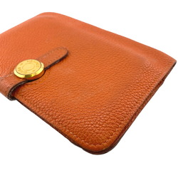 HERMES Dogon Compact 2005 Bi-fold Wallet Orange Women's