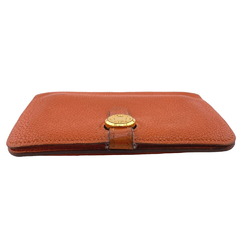 HERMES Dogon Compact 2005 Bi-fold Wallet Orange Women's