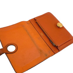 HERMES Dogon Compact 2005 Bi-fold Wallet Orange Women's