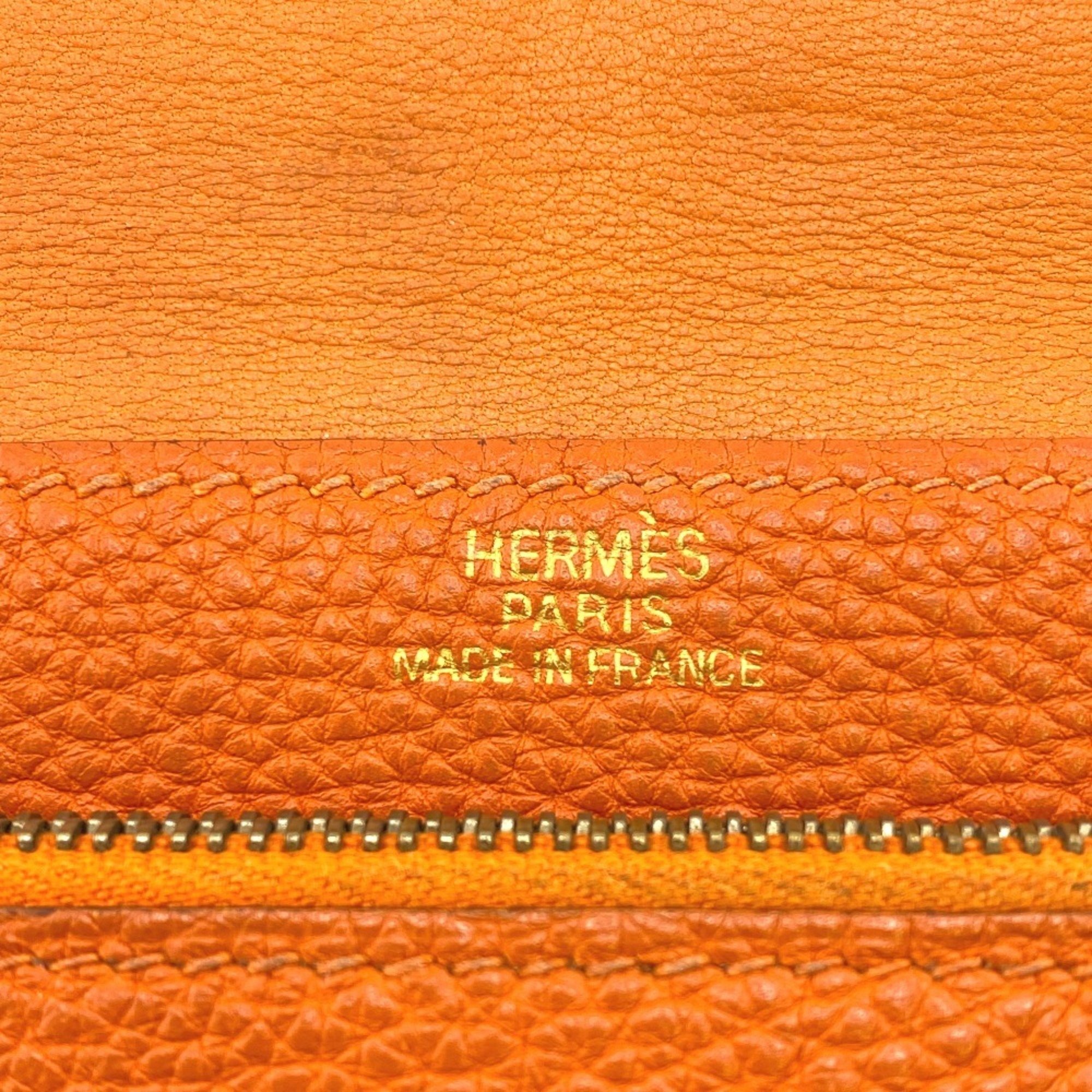 HERMES Dogon Compact 2005 Bi-fold Wallet Orange Women's