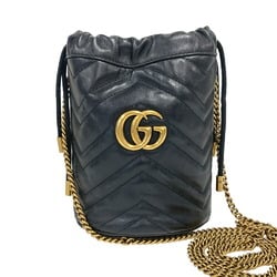 GUCCI GG Marmont Chain Shoulder Bag Black Women's