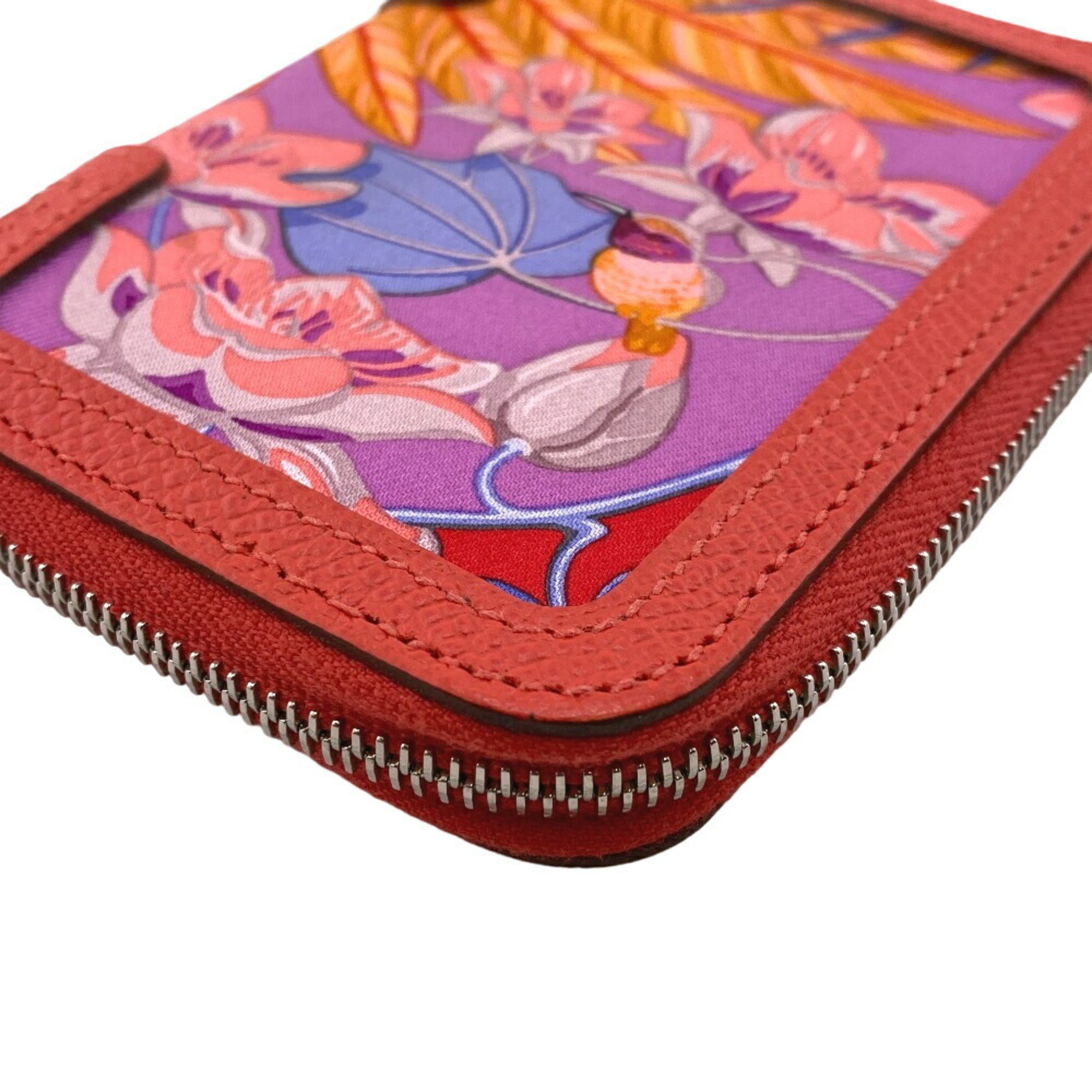 HERMES Soi Cool Flamingo 2016 Rose Jaipur x Cyclamen Coin Case Pink Women's