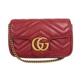 GUCCI 476433 Chain Shoulder GG Marmont Bag Red Women's