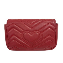 GUCCI 476433 Chain Shoulder GG Marmont Bag Red Women's