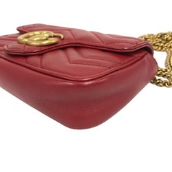 GUCCI 476433 Chain Shoulder GG Marmont Bag Red Women's