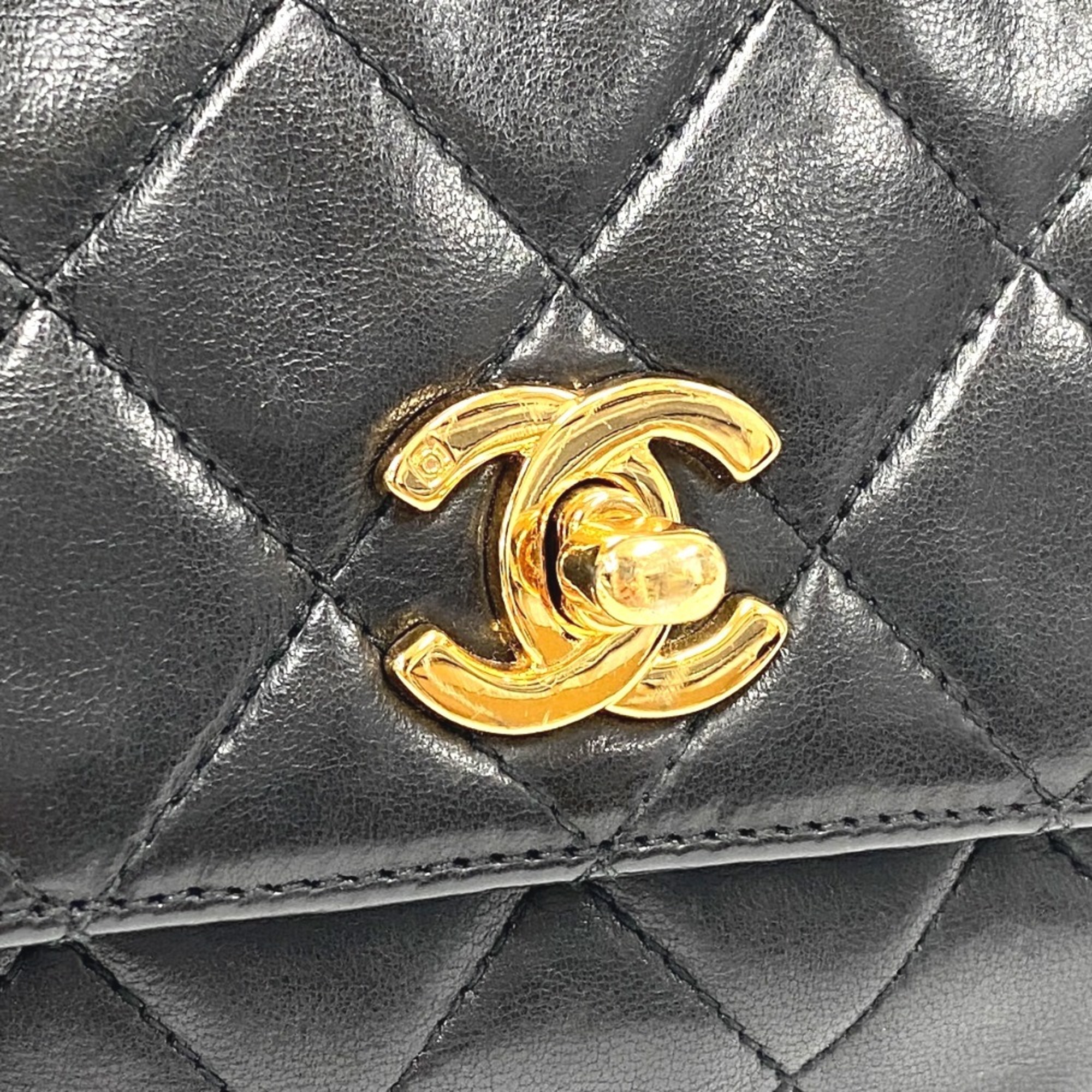 CHANEL Chanel Matelasse Turnlock Coco Mark Shoulder Bag Black Women's