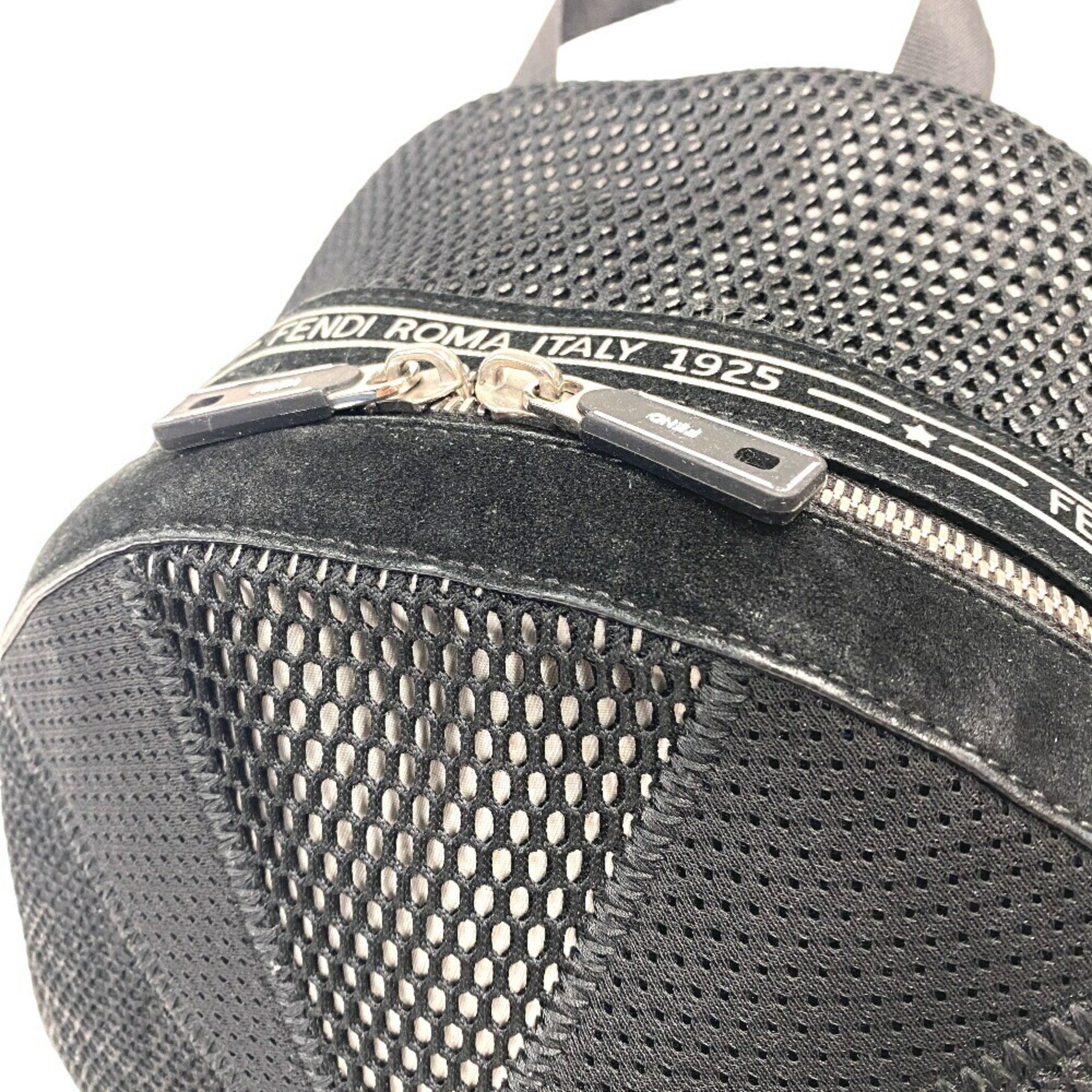 FENDI 7VZ042 Zucca Mesh Backpack/Daypack Black Unisex