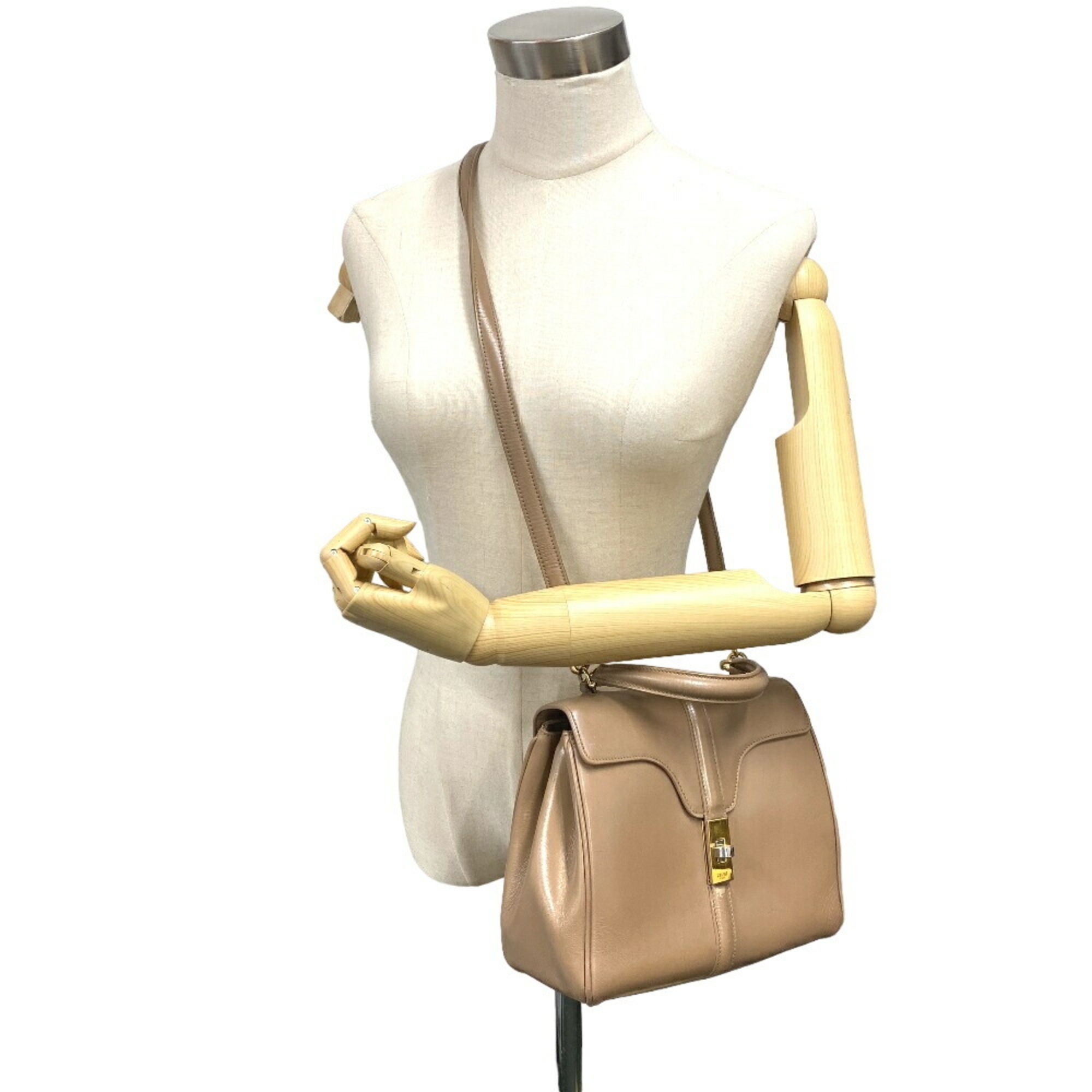 CELINE 16 Seize Small Shoulder Bag Handbag Beige Women's