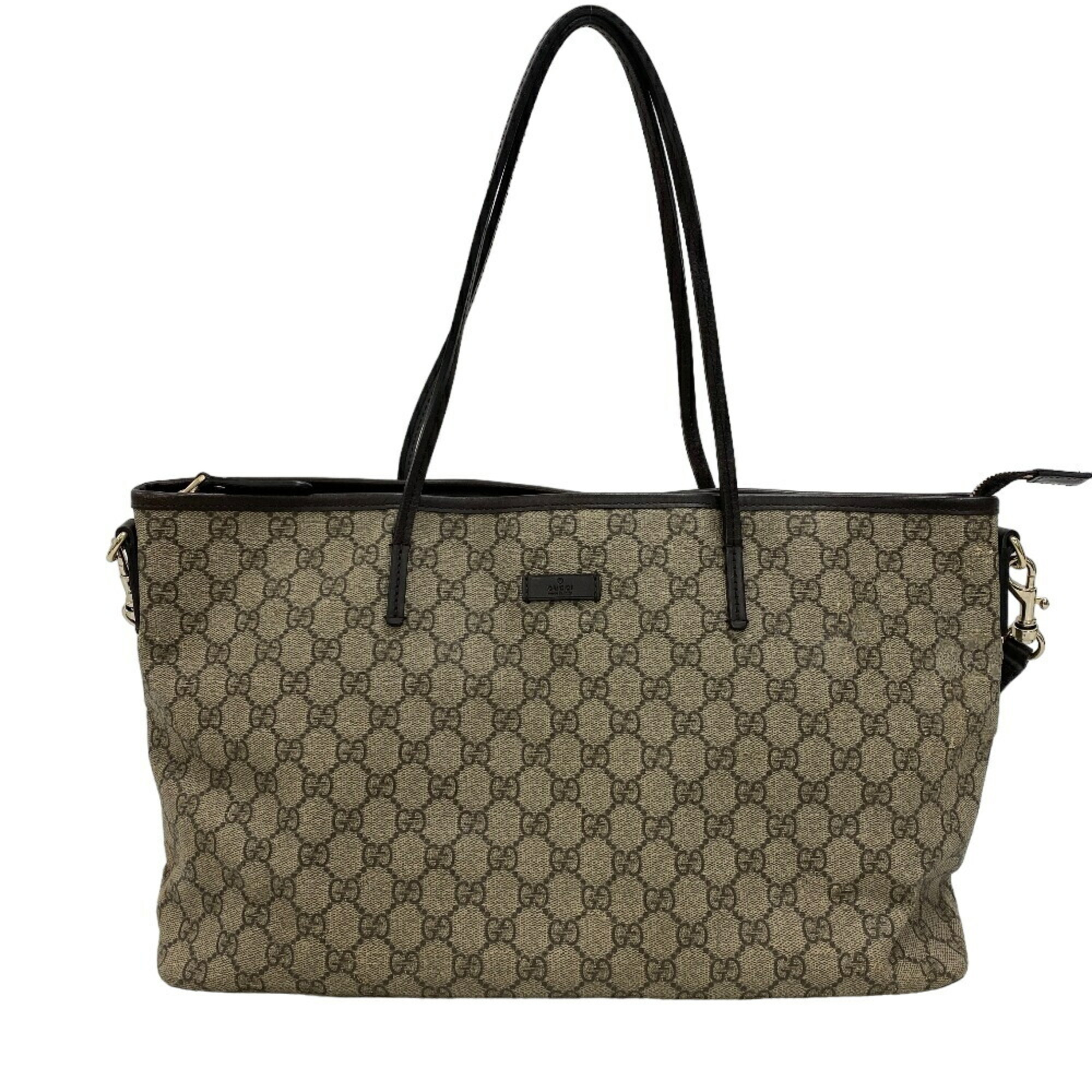 GUCCI Gucci Shoulder Bag GG Supreme Tote Brown Women's