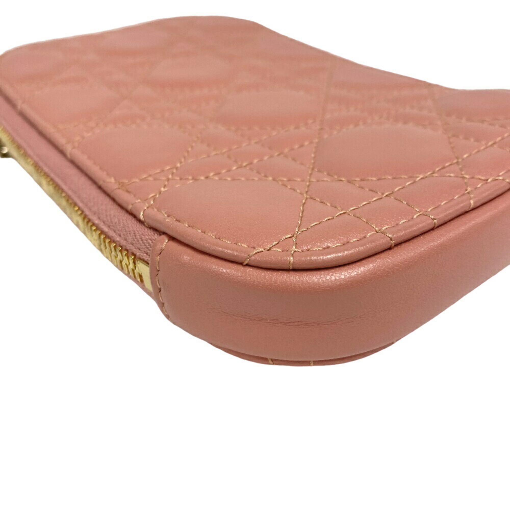 Christian Dior Cannage Phone Holder Chain Shoulder Bag Pink Women's