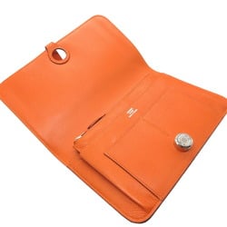 Hermes Dogon GM Togo J stamp (2006) Orange long wallet 0758HERMES