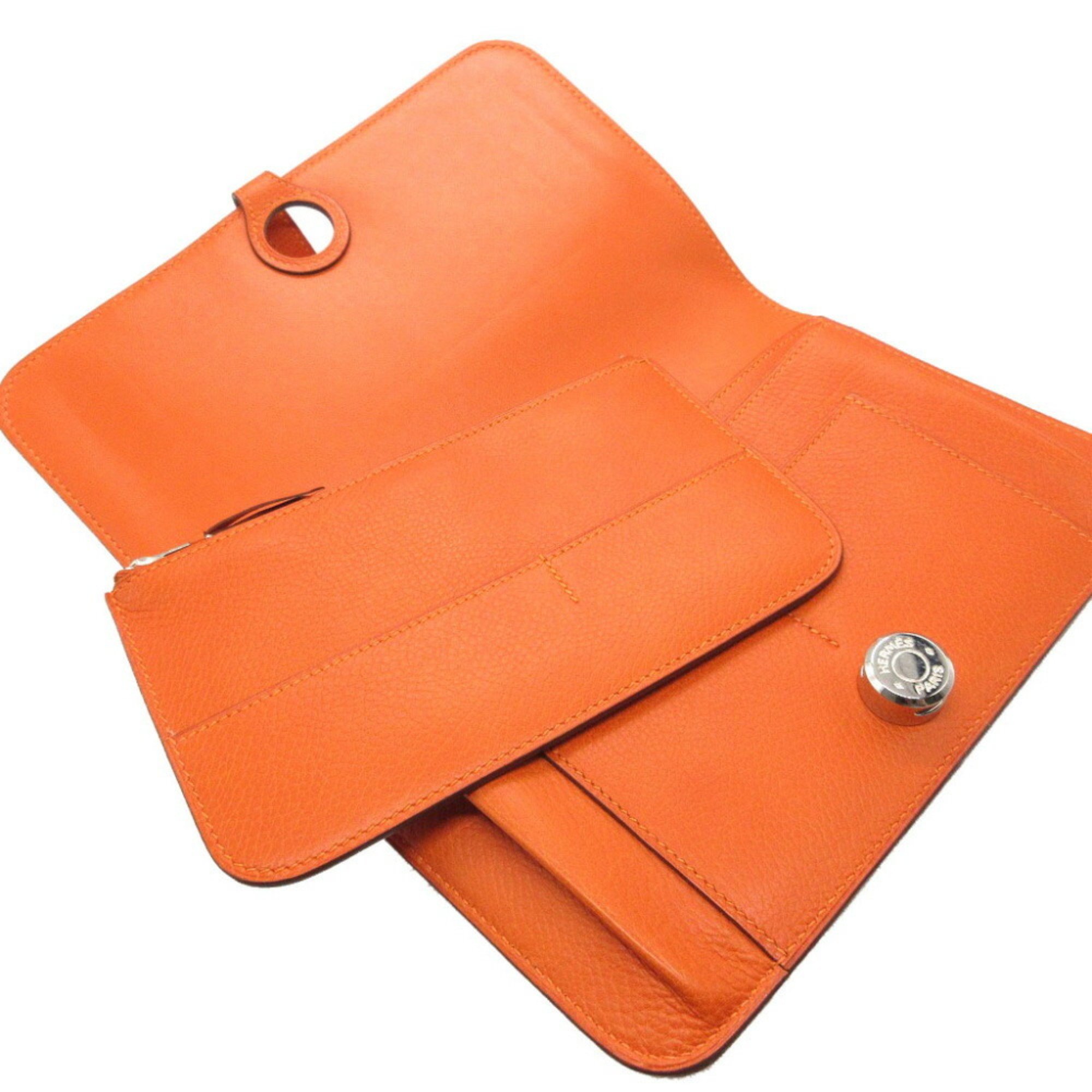 Hermes Dogon GM Togo J stamp (2006) Orange long wallet 0758HERMES