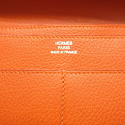 Hermes Dogon GM Togo J stamp (2006) Orange long wallet 0758HERMES