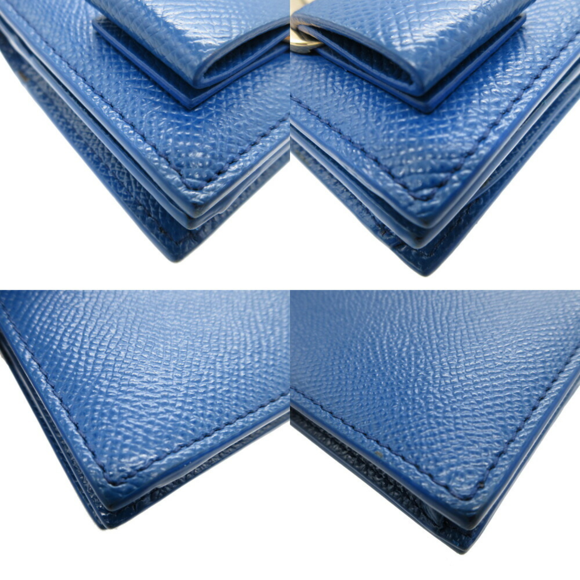 Salvatore Ferragamo Vara Ribbon Leather Blue Bi-fold Wallet 2123Salvatore