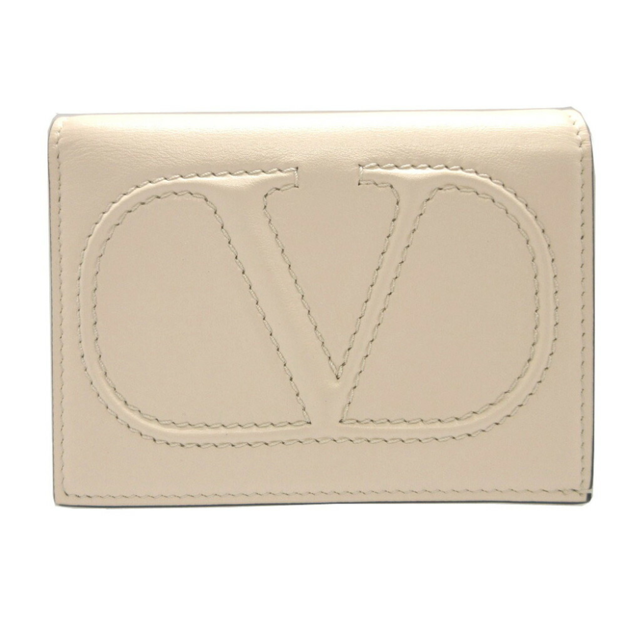 Valentino Garavani Compact Wallet V Leather Ivory Bi-fold 0036VALENTINO GARAVANI