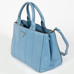 PRADA Canapa Handbag Leather 1BG900 Blue Shoulder Bag