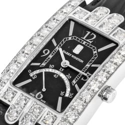 Harry Winston HARRY WINSTON 310UQSRW Avenue Watch Quartz Black Dial Retrograde Diamond Bezel Ladies