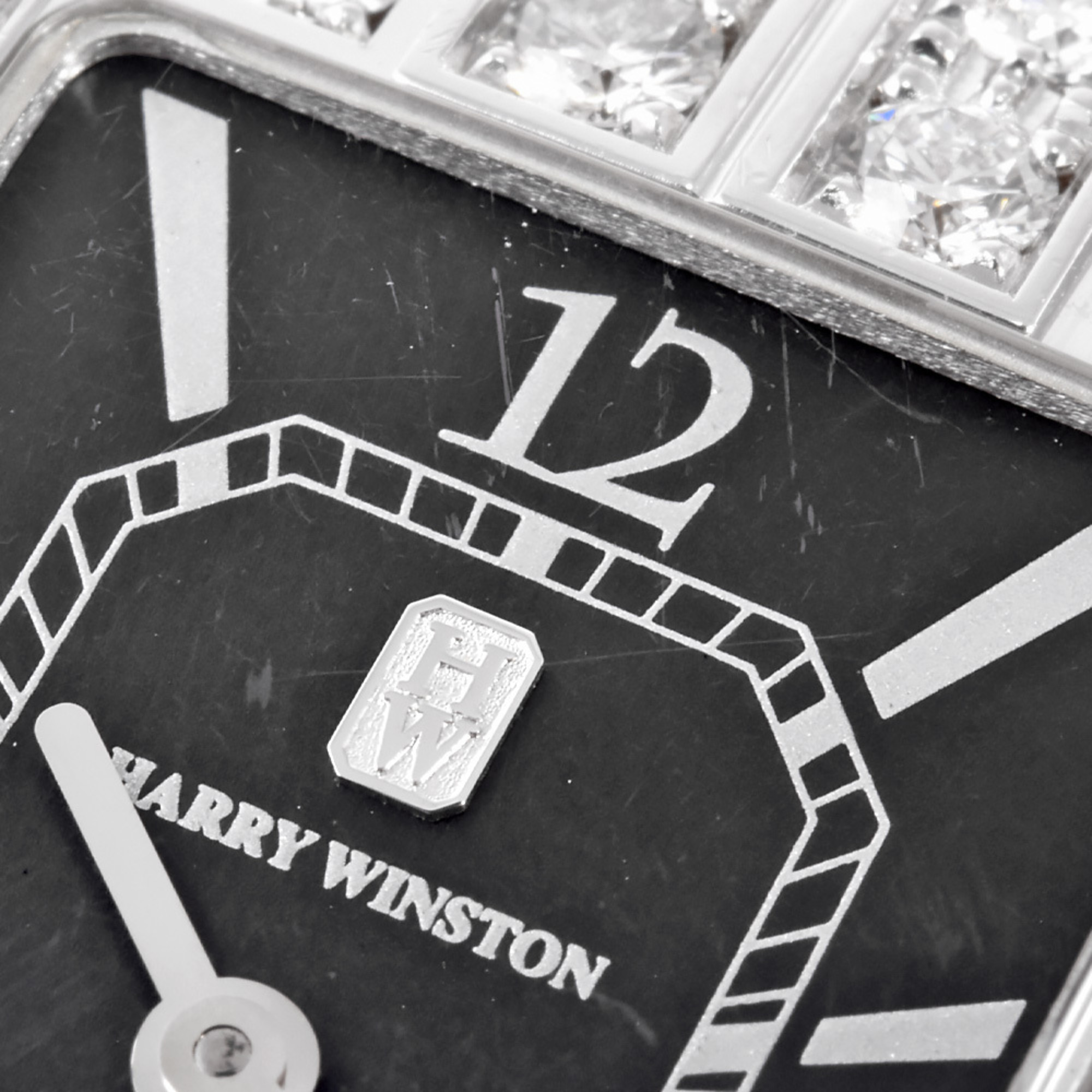 Harry Winston HARRY WINSTON 310UQSRW Avenue Watch Quartz Black Dial Retrograde Diamond Bezel Ladies