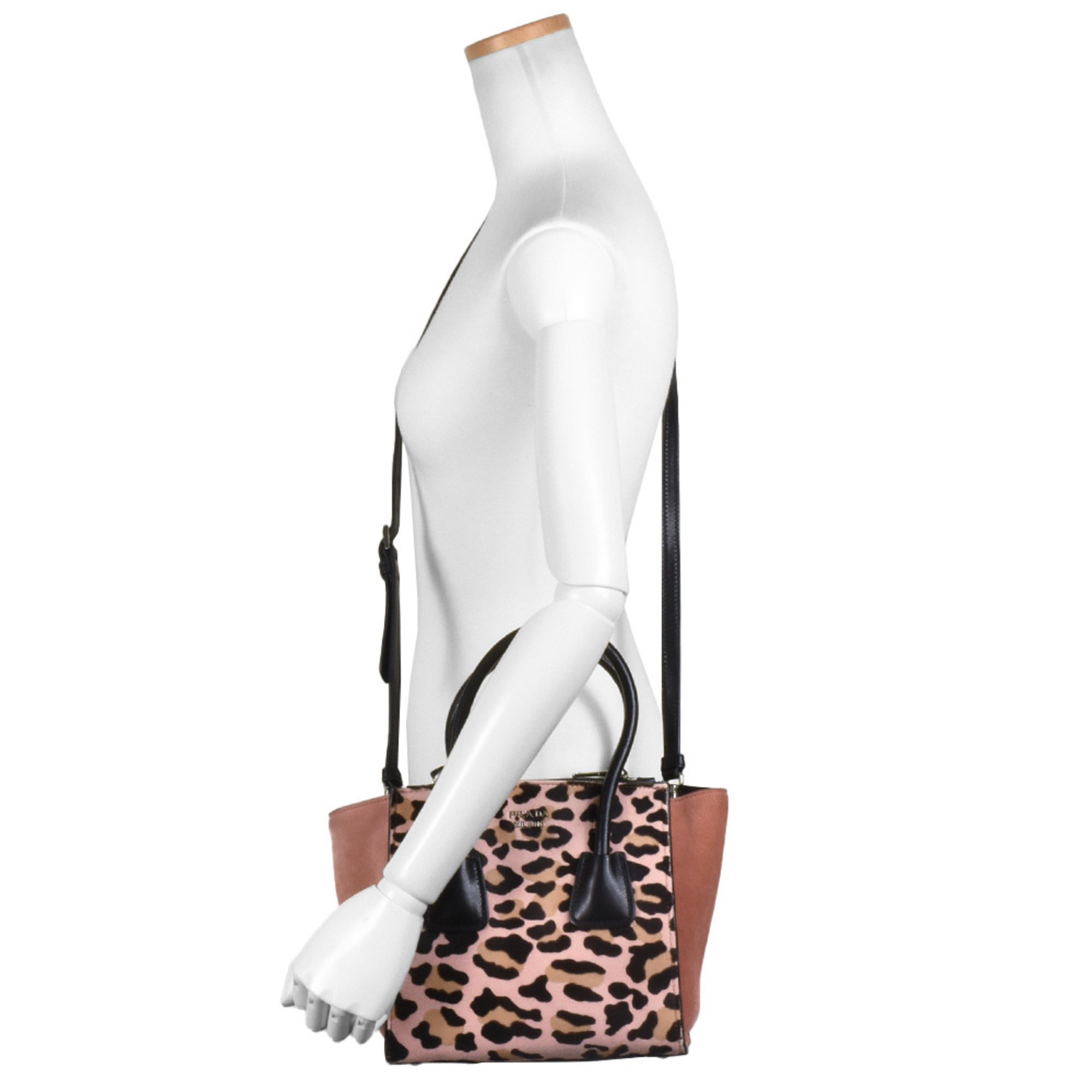 PRADA Leopard Handbag in Pony Leather 1BA025 Pink