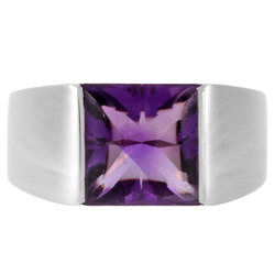 Cartier Tank Ring Amethyst #49 K18WG Size 8.5 7.7mm 12.2g Women's