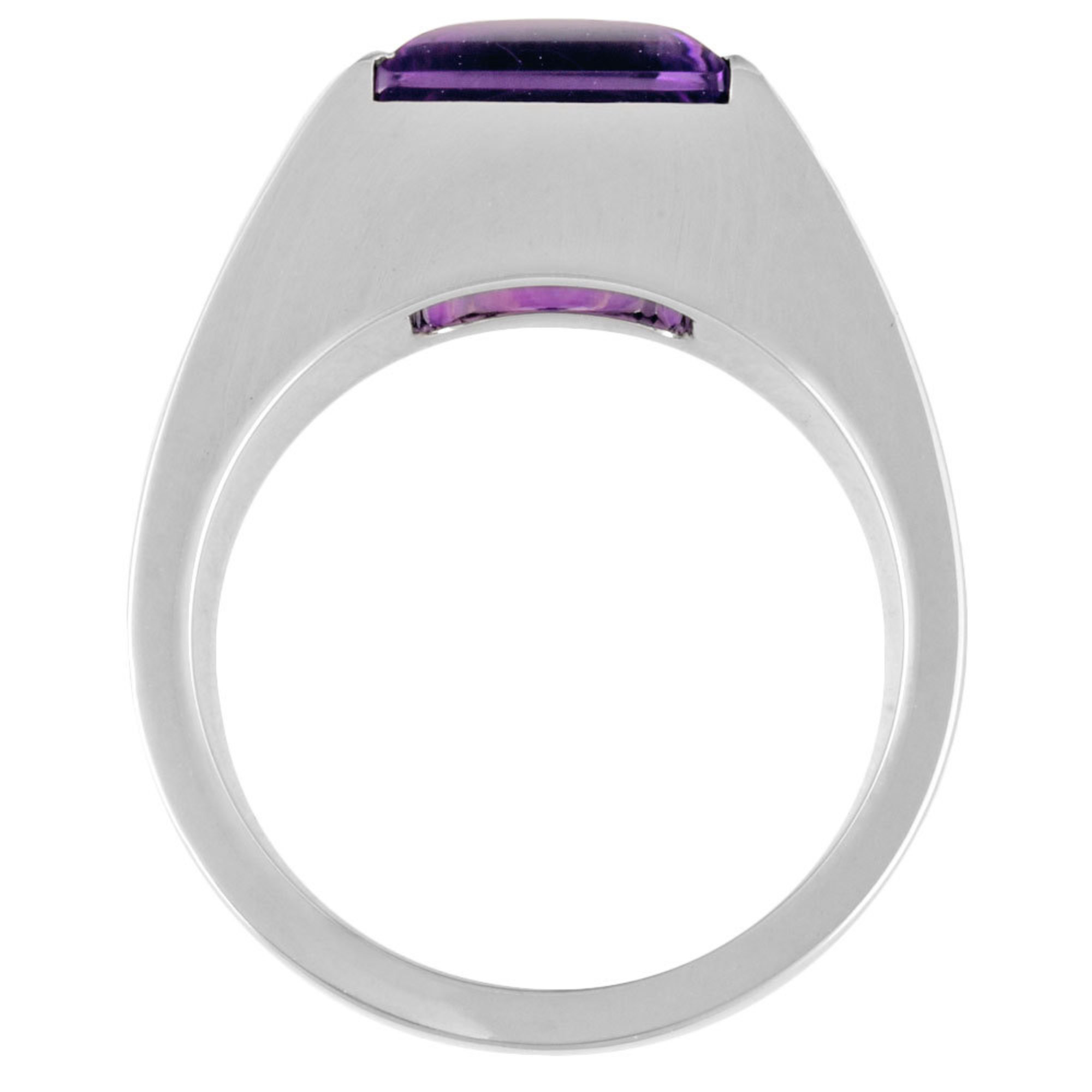 Cartier Tank Ring Amethyst #49 K18WG Size 8.5 7.7mm 12.2g Women's