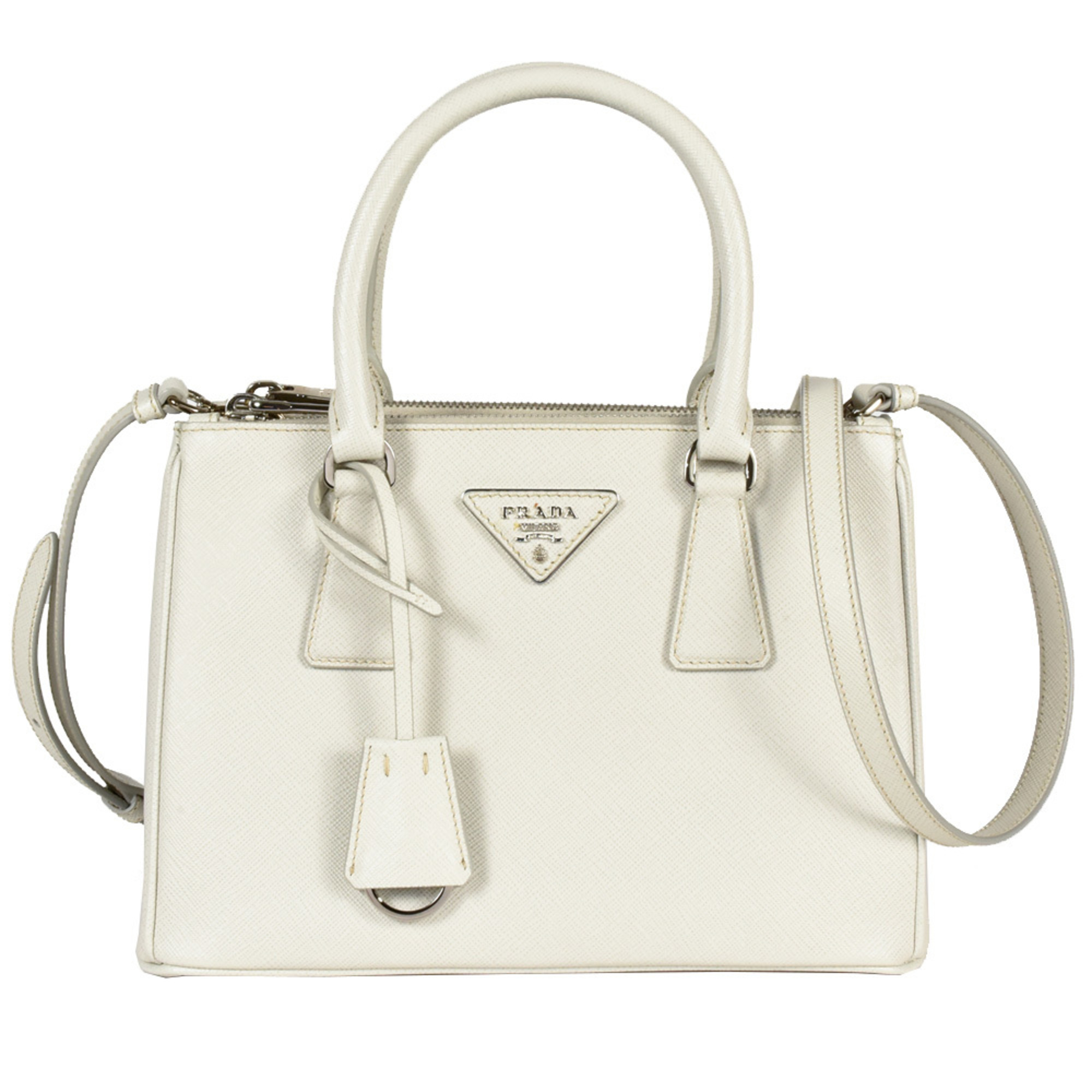 PRADA Galleria Saffiano Medium Handbag 1BA896 White Shoulder Bag