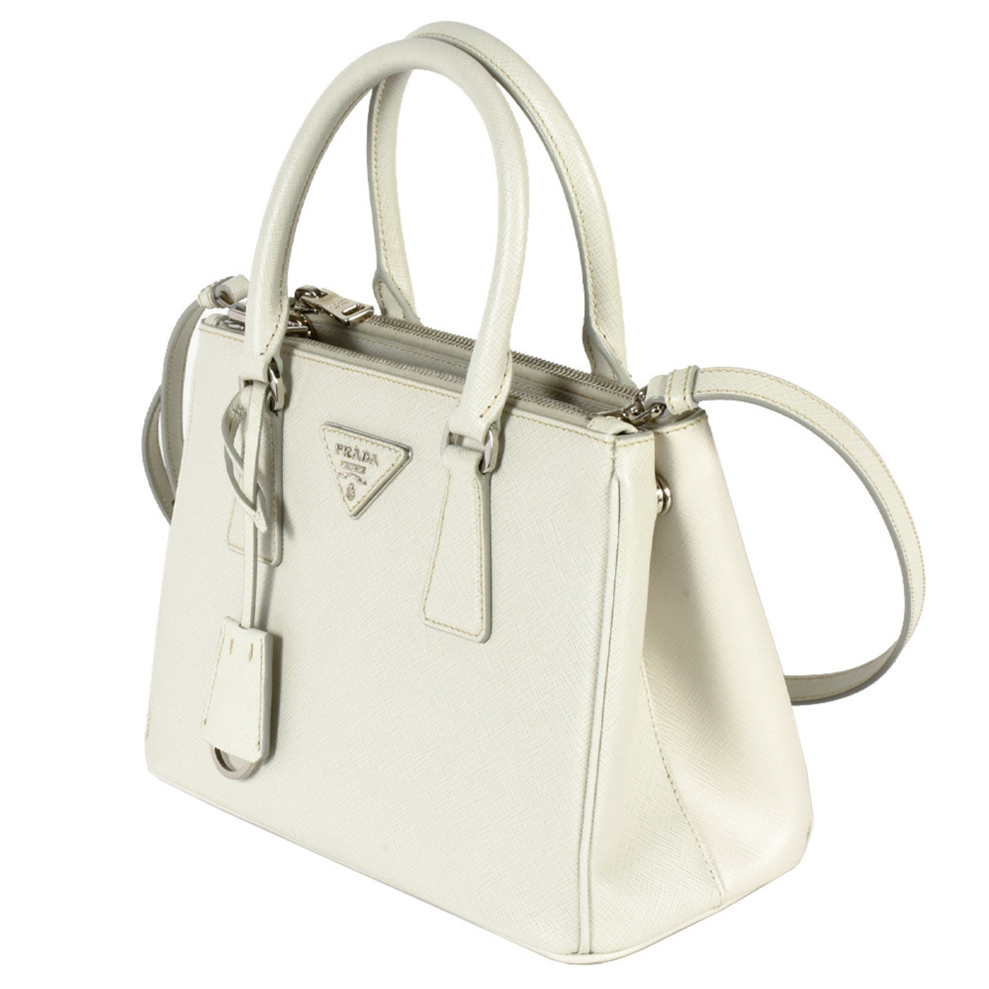 PRADA Galleria Saffiano Medium Handbag 1BA896 White Shoulder Bag