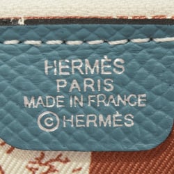 Hermes Azap Compact Silkin Round Epsom Silk B Stamp New Blue Jean Paprika