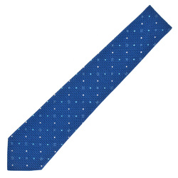 LOUIS VUITTON Cravat Monogram Polka Dots Necktie Silk Wool 146cm M75936 Blue MR0199 8cm