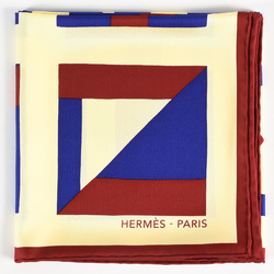 Hermes HERMES Carré 90 Lettres Au Carre Scarf Muffler Silk Red Blue Ivory