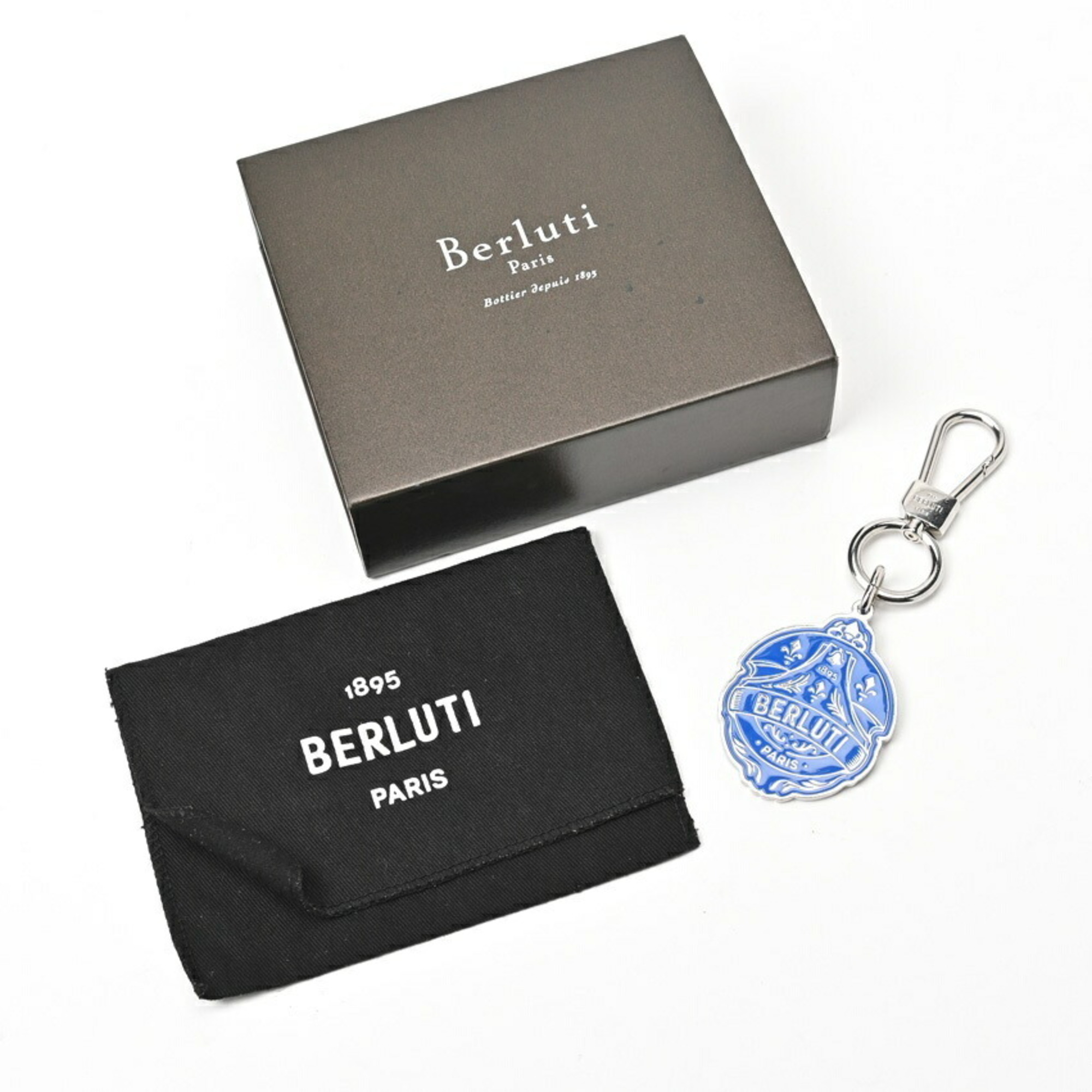 BERLUTI Keychain Keyring Metal Blue/Silver S-155791