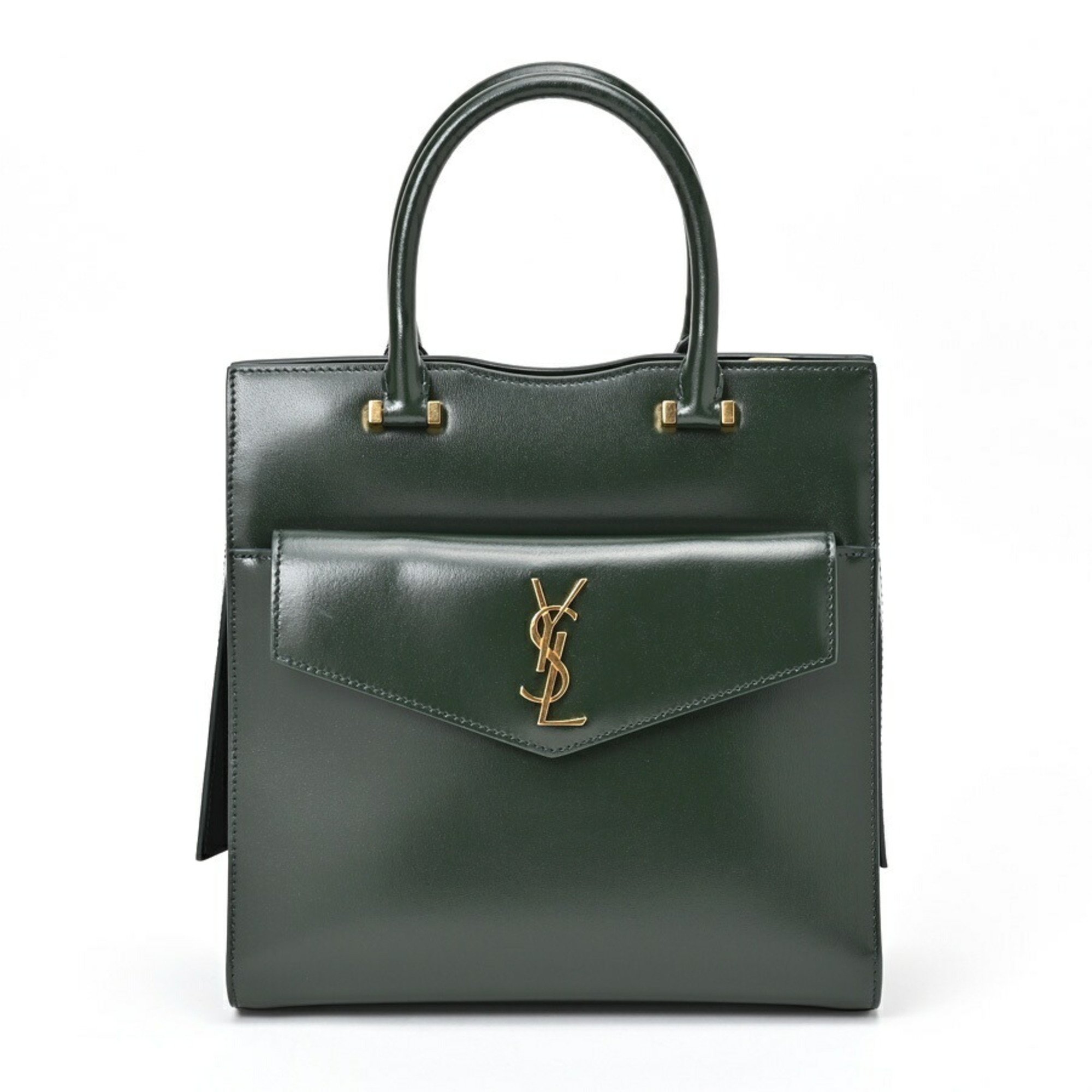 Saint Laurent Uptown Small Handbag 561203 Leather Dark Green S-156112